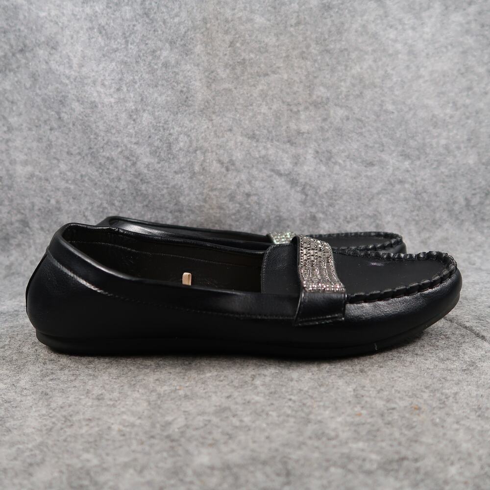 Daisy Fuentes Shoes Womens 10 Loafer Mocassins Slip On Black Casual Classic Flat